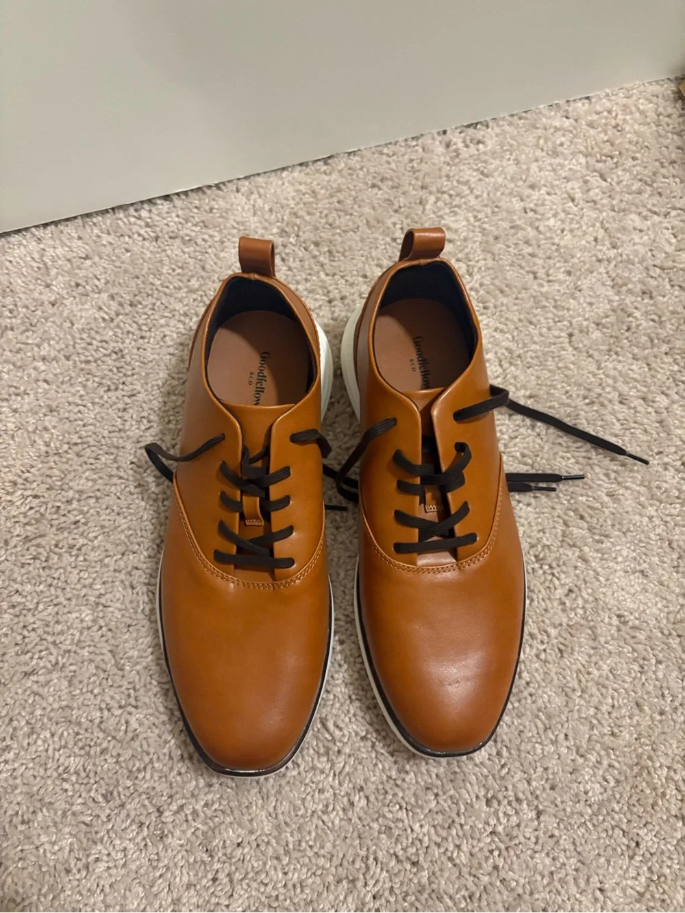 Goodfellow & Co Tan Leather Derby-Style Lace-Up Shoes